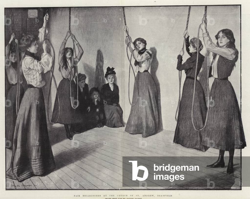 Fair Bellringers at the Church of St Andrew, Bradfield (litho)