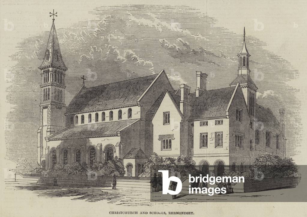 Christchurch and Schools, Bermondsey (engraving)
