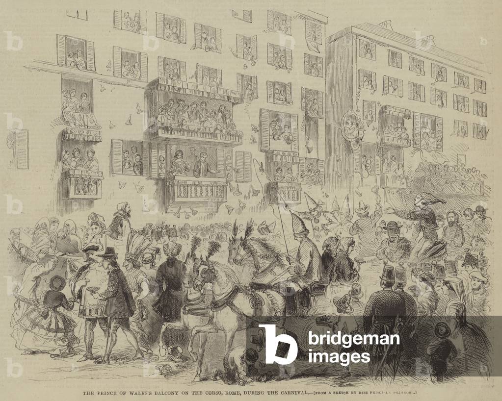 The Prince of Wales's Balcony on the Corso, Rome, during the Carnival (engraving)