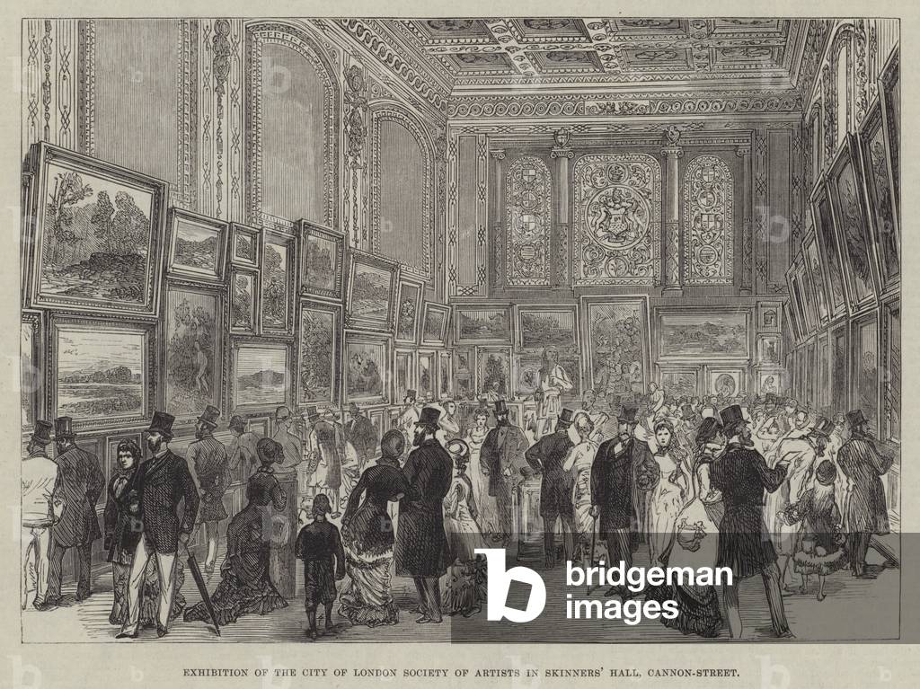 Exhibition of the City of London Society of Artists in Skinners' Hall, Cannon-Street (engraving)