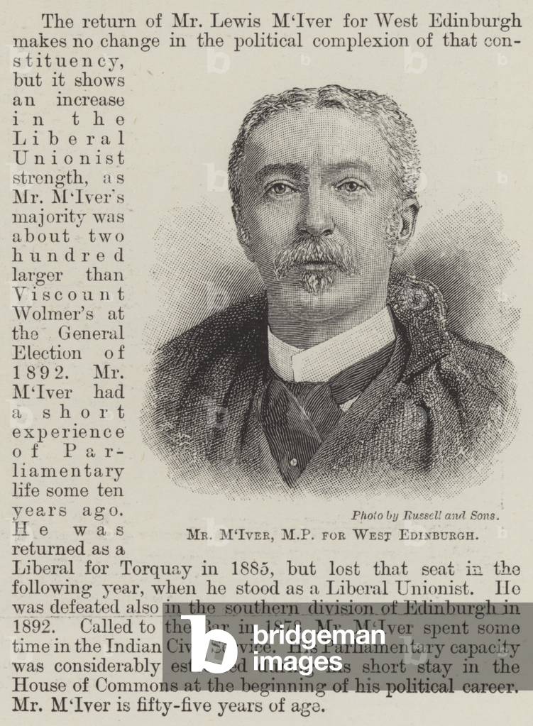 Mr M'Iver, MP for West Edinburgh (engraving)