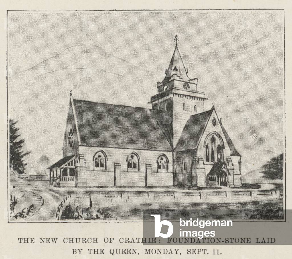 The New Church of Crathie, Foundation-Stone laid by the Queen, Monday, 11 September (engraving)