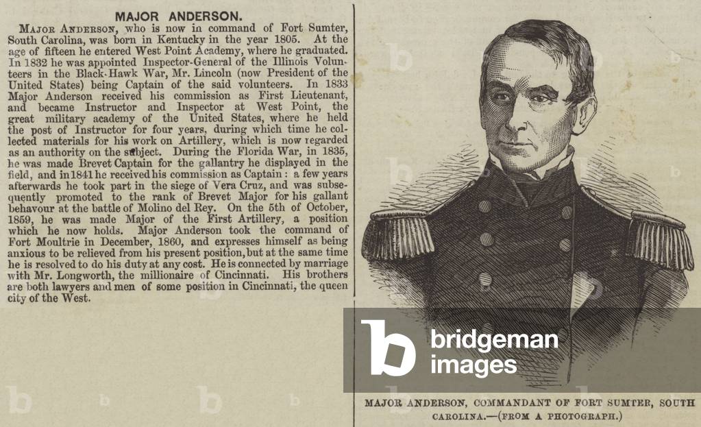 Major Anderson, Commandant of Fort Sumter, South Carolina (engraving)