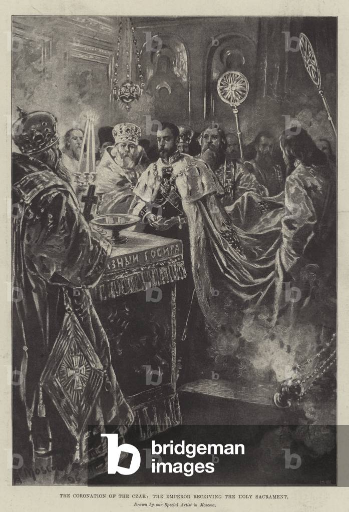 The Coronation of the Czar, the Emperor receiving the Holy Sacrament (engraving)
