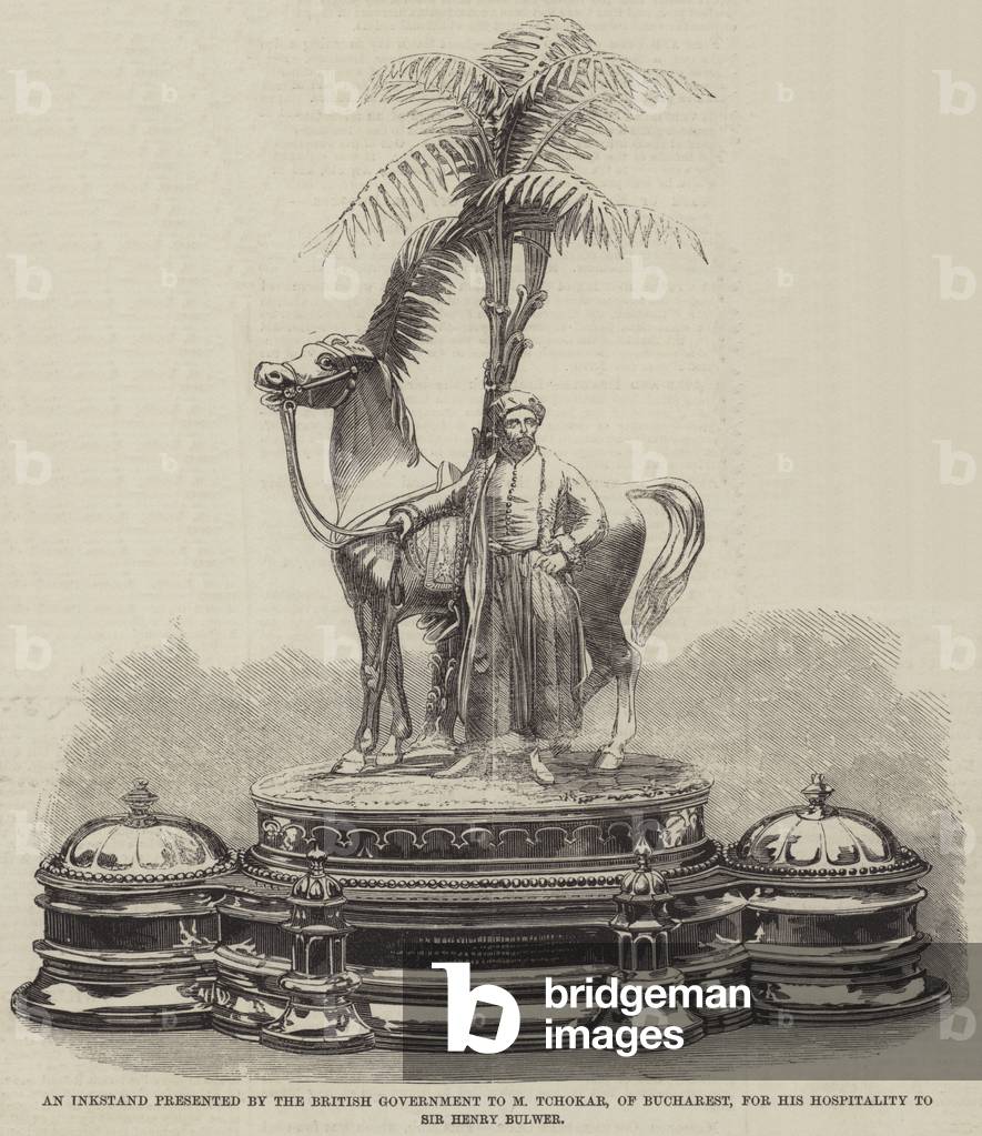 An Inkstand presented by the British Government to M Tchokar, of Bucharest, for his Hospitality to Sir Henry Bulwer (engraving)