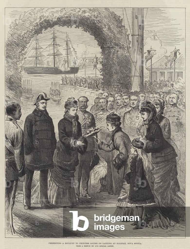 Presenting a Bouquet to Princess Louise on Landing at Halifax, Nova Scotia (engraving)