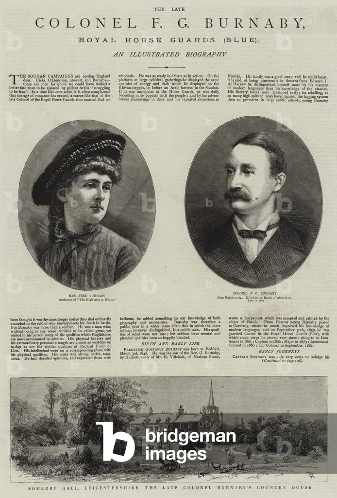 The Late Colonel F G Burnaby, Royal Horse Guards (Blue) (engraving)