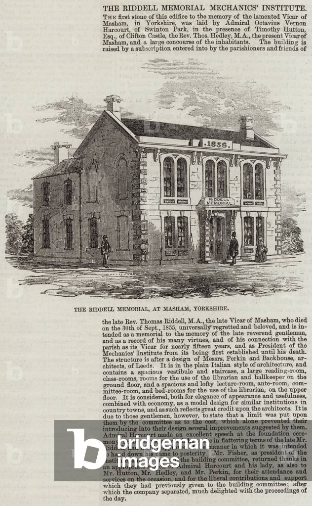 The Riddell Memorial, at Masham, Yorkshire (engraving)