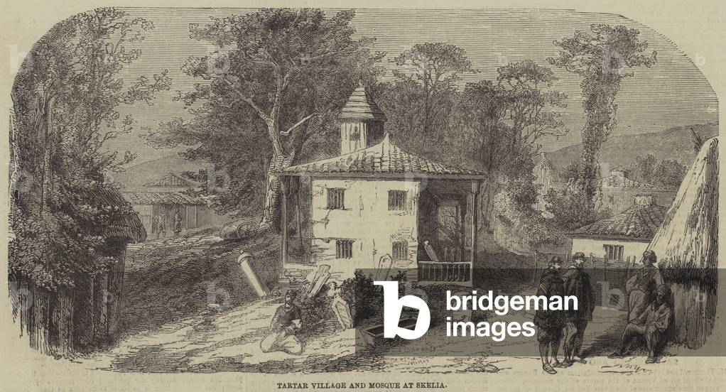 Tartar Village and Mosque at Skelia (engraving)