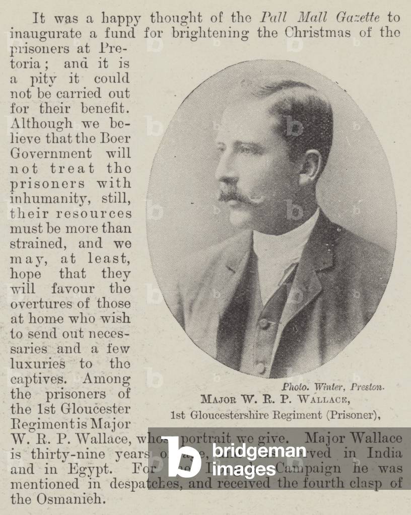 Major W R P Wallace, 1st Gloucestershire Regiment (Prisoner) (b/w photo)