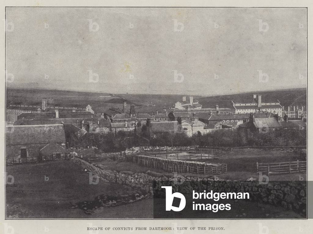 Escape of Convicts from Dartmoor, View of the Prison (b/w photo)