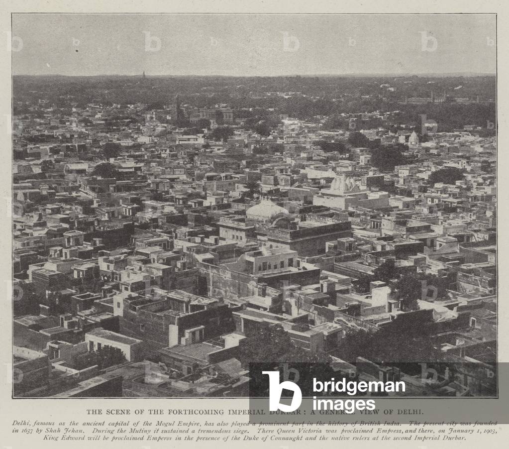 The Scene of the Forthcoming Imperial Durbar, a General View of Delhi (b/w photo)