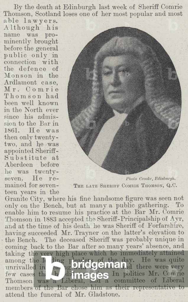 The late Sheriff Comrie Thomson, QC (b/w photo)