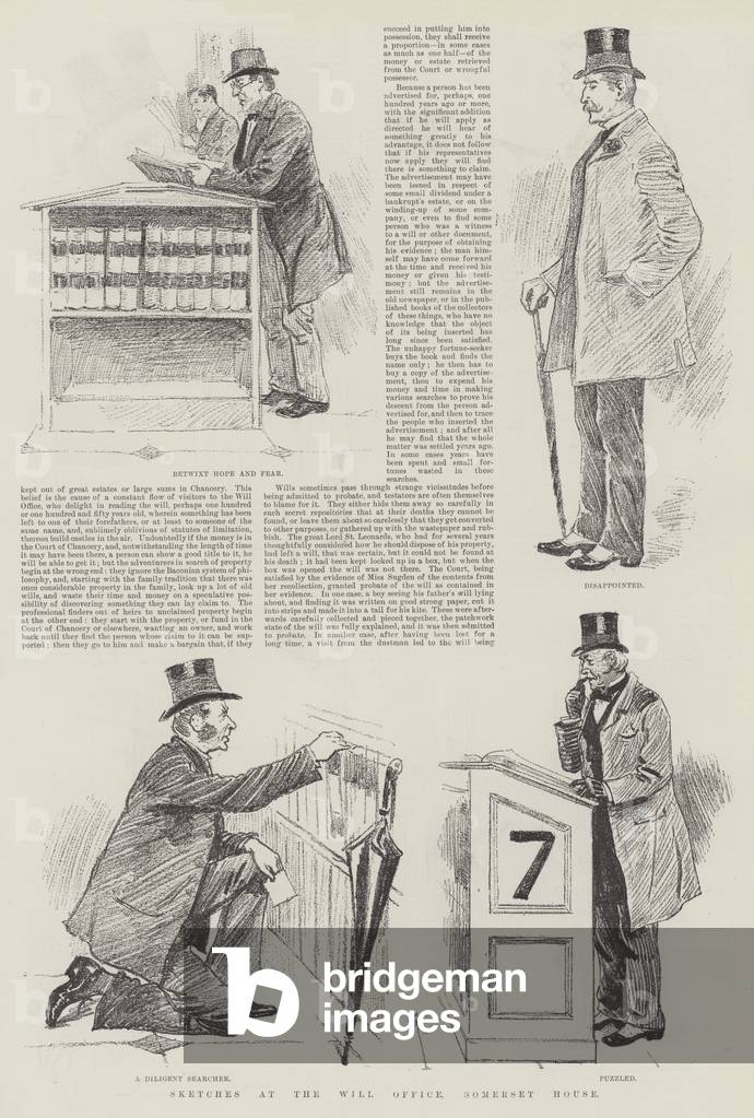 Sketches at the Will Office, Somerset House (engraving)