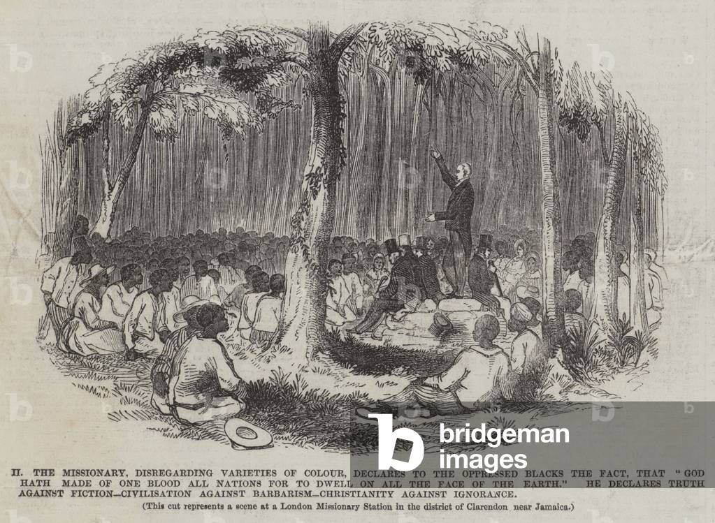 The Missionary, disregarding Varieties of Colour, declares to the Oppressed Blacks the Fact, that 