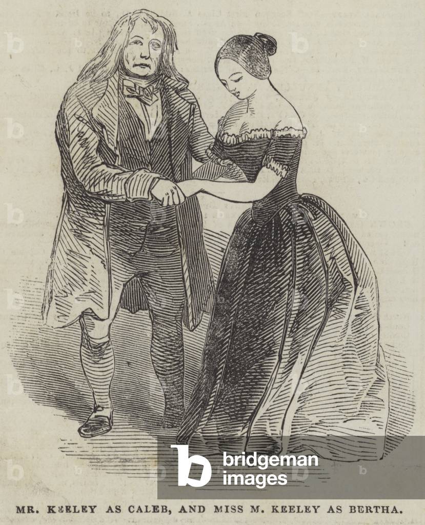 Mr Keeley as Caleb, and Miss M Keeley as Bertha (engraving)