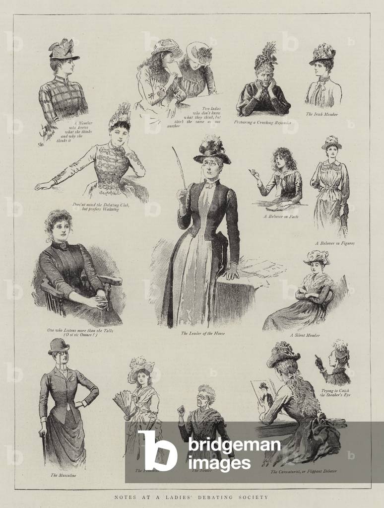 Notes at a Ladies' Debating Society (engraving)