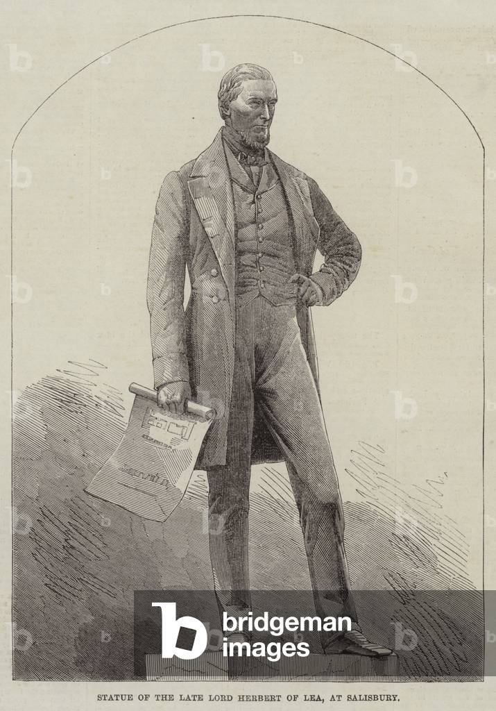 Statue of the Late Lord Herbert of Lea, at Salisbury (engraving)