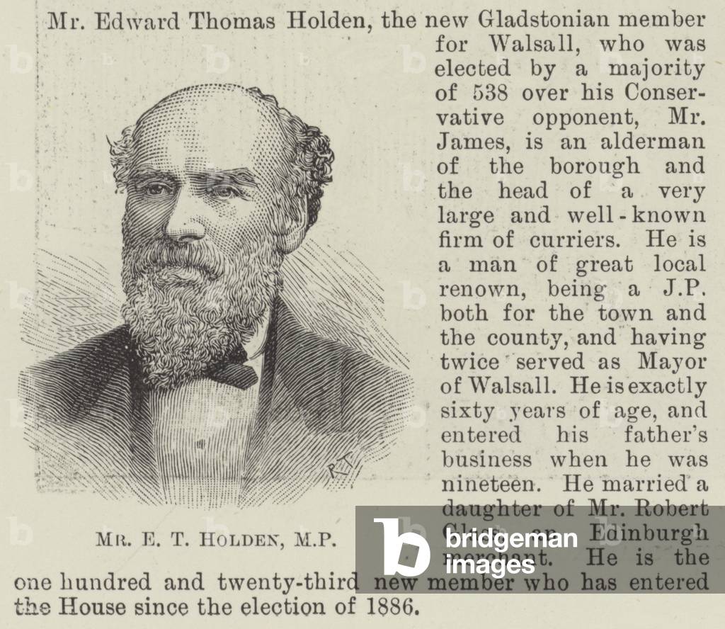 Mr E T Holden, MP (engraving)