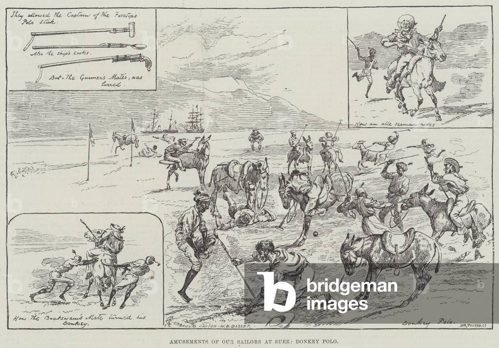 Amusements of our Sailors at Suez, Donkey Polo (engraving)