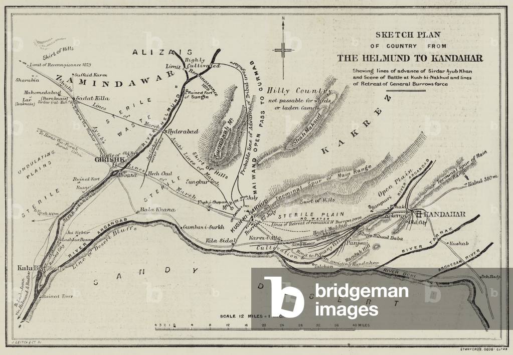 Sketch Plan of Country from the Helmund to Kandahar (engraving)