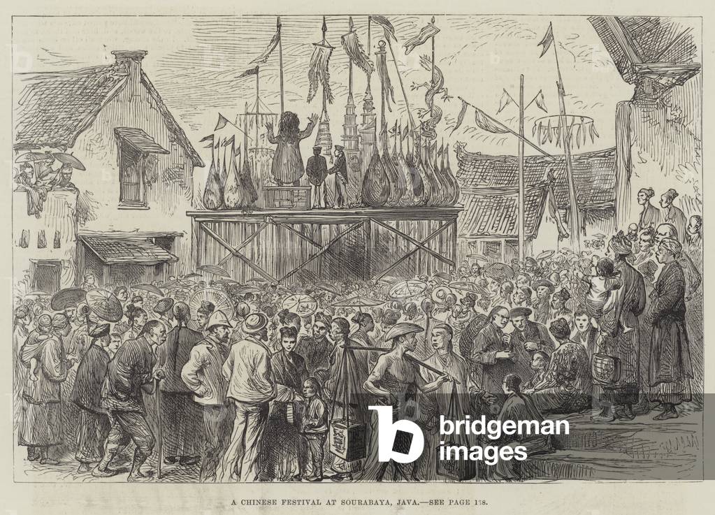 A Chinese Festival at Sourabaya, Java (engraving)