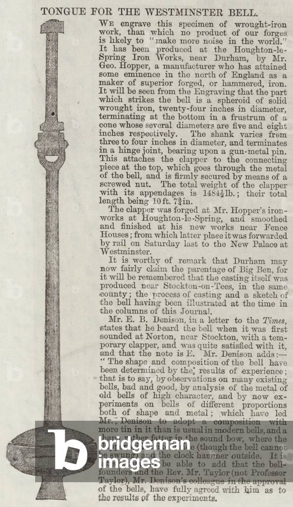 Tongue for the Westminster Bell (engraving)