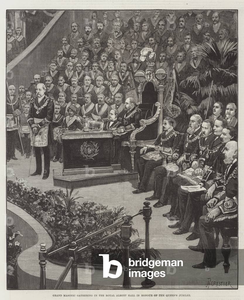 Grand Masonic Gathering in the Royal Albert Hall in Honour of the Queen's Jubilee (engraving)