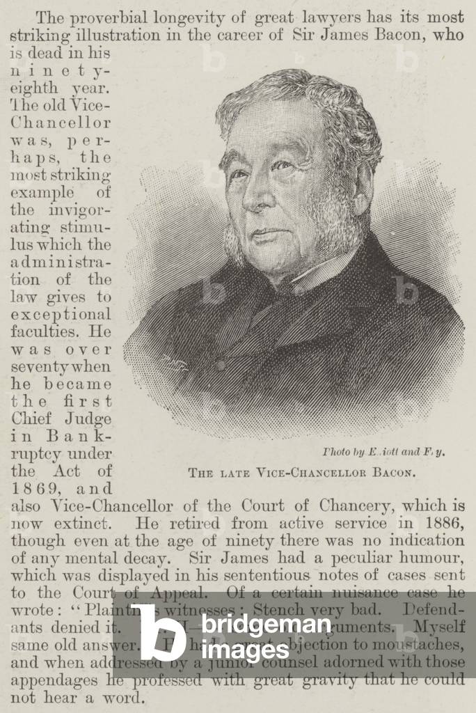 The late Vice-Chancellor Bacon (engraving)