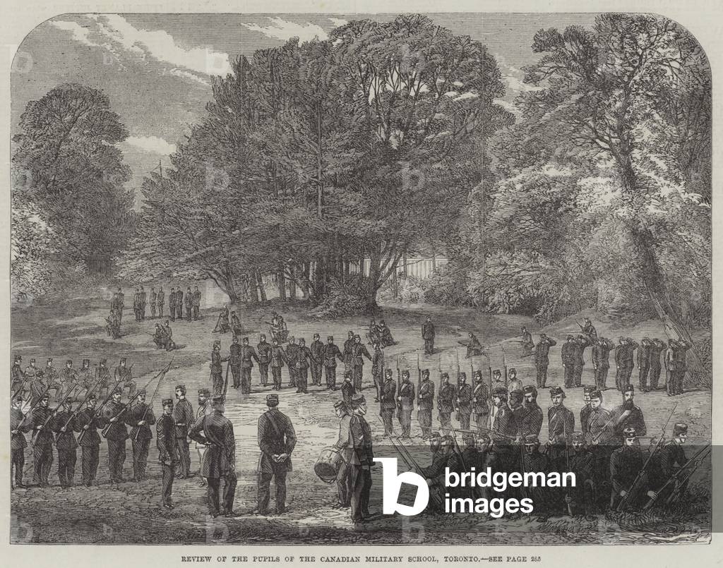 Review of the Pupils of the Canadian Military School, Toronto (engraving)