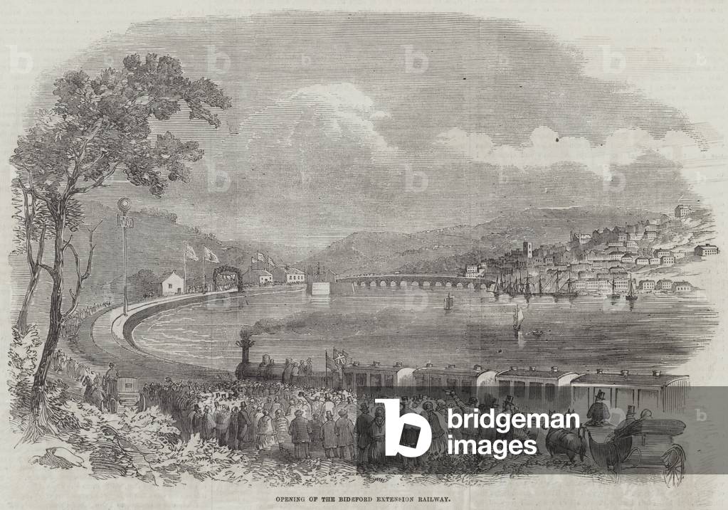 Opening of the Bideford Extension Railway (engraving)