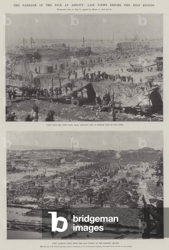 The Barrage of the Nile at Assiout, Last Views before the Nile Floods (b/w photo)