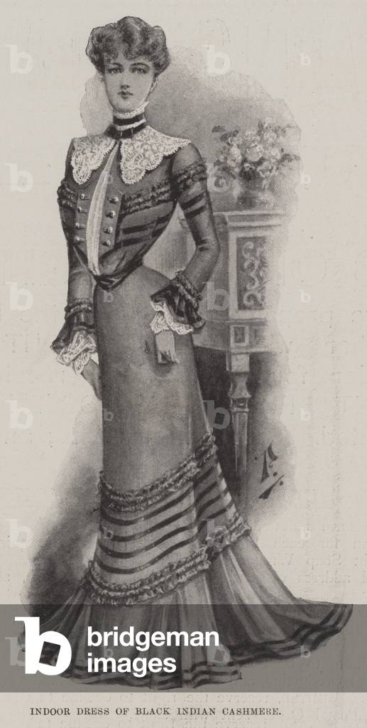 Indoor Dress of Black Indian Cashmere (litho)