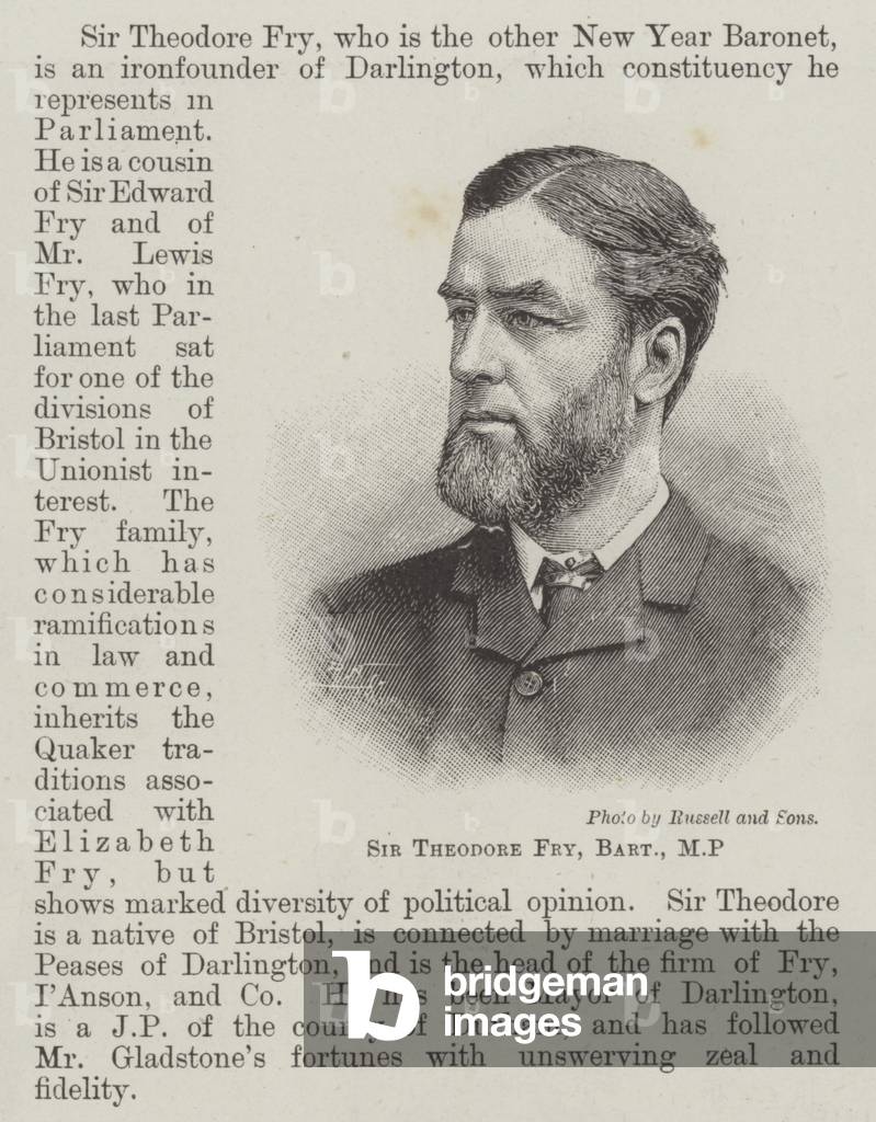 Sir Theodore Fry, Baronet, MP (engraving)