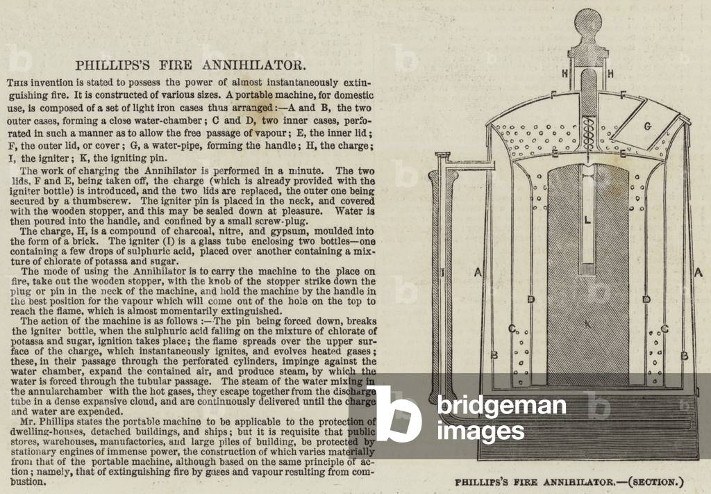 Phillips's Fire Annihilator, Section (engraving)