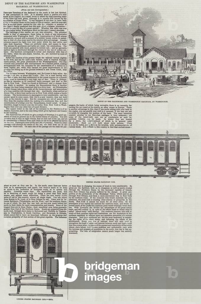 Depot of the Baltimore and Washington Railroad, at Washington, US (engraving)
