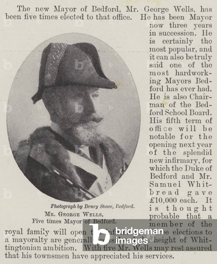 Mr George Wells, Five times Mayor of Bedford (b/w photo)