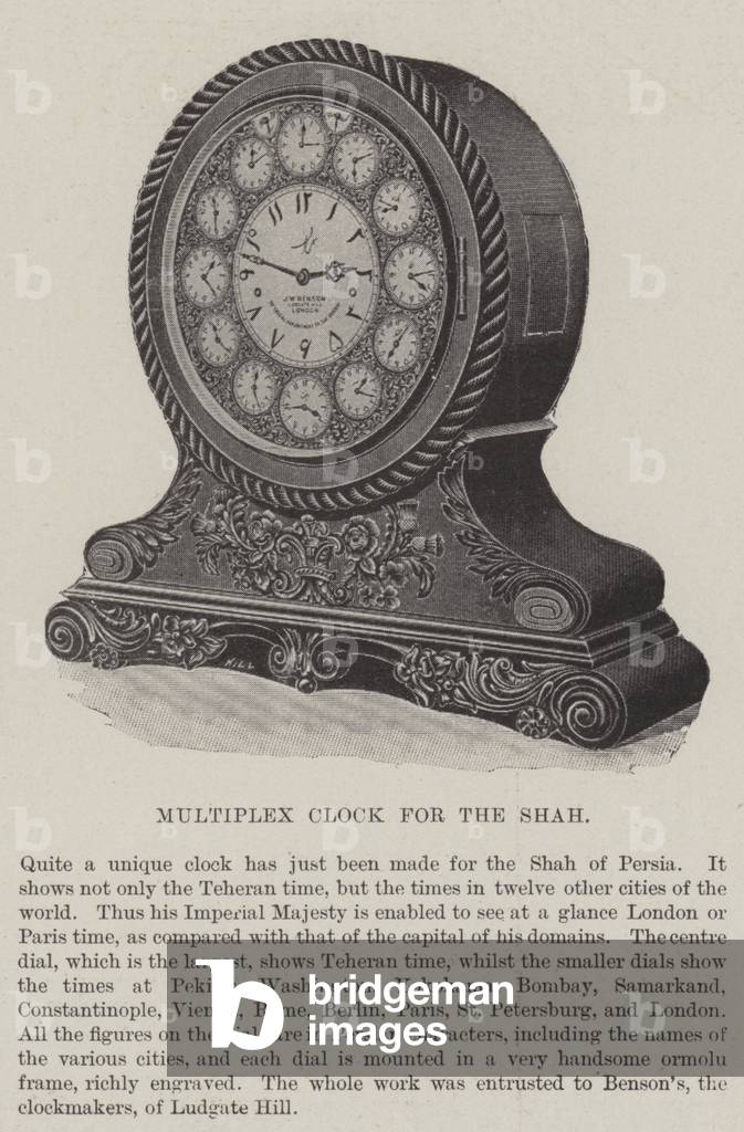 Multiplex Clock for the Shah (engraving)