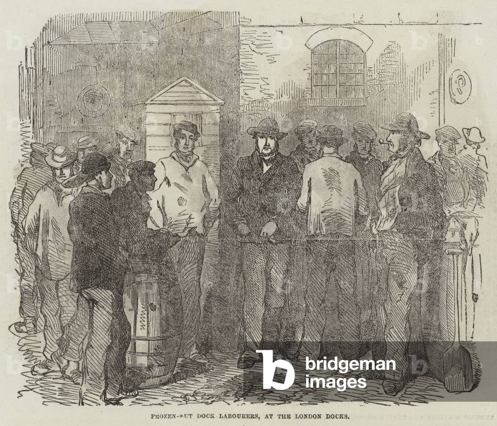 Frozen-out Dock Labourers, at the London Docks (engraving)