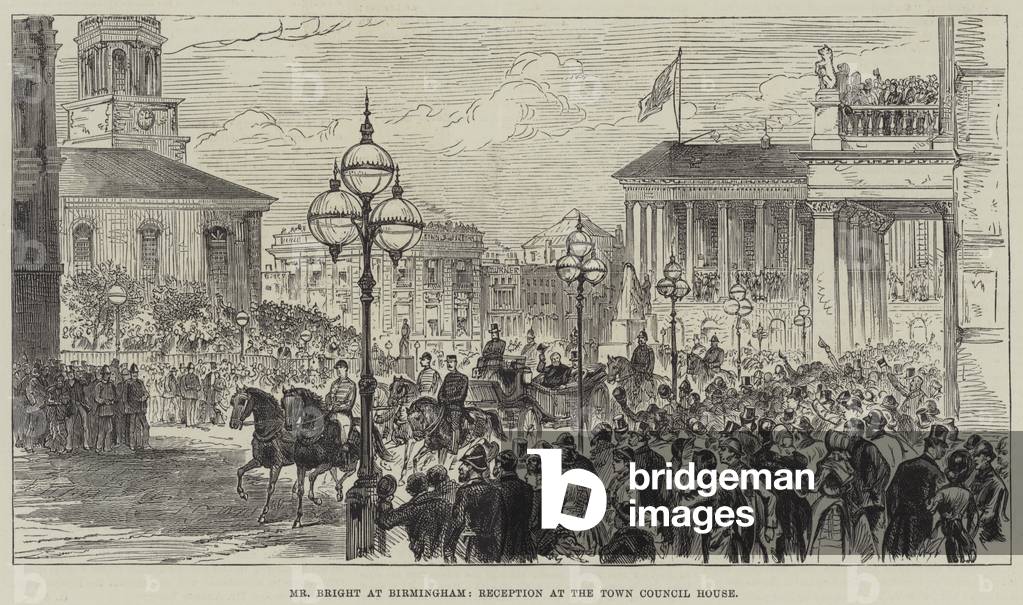Mr Bright at Birmingham, Reception at the Town Council House (engraving)
