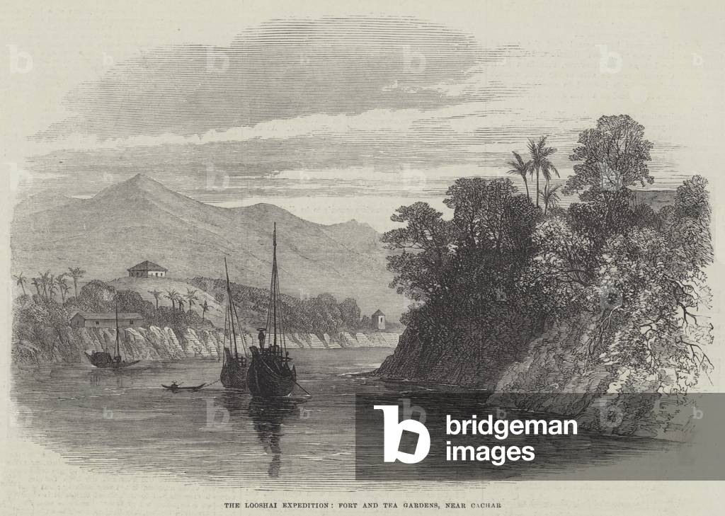The Looshai Expedition, Fort and Tea Gardens, near Cachar (engraving)