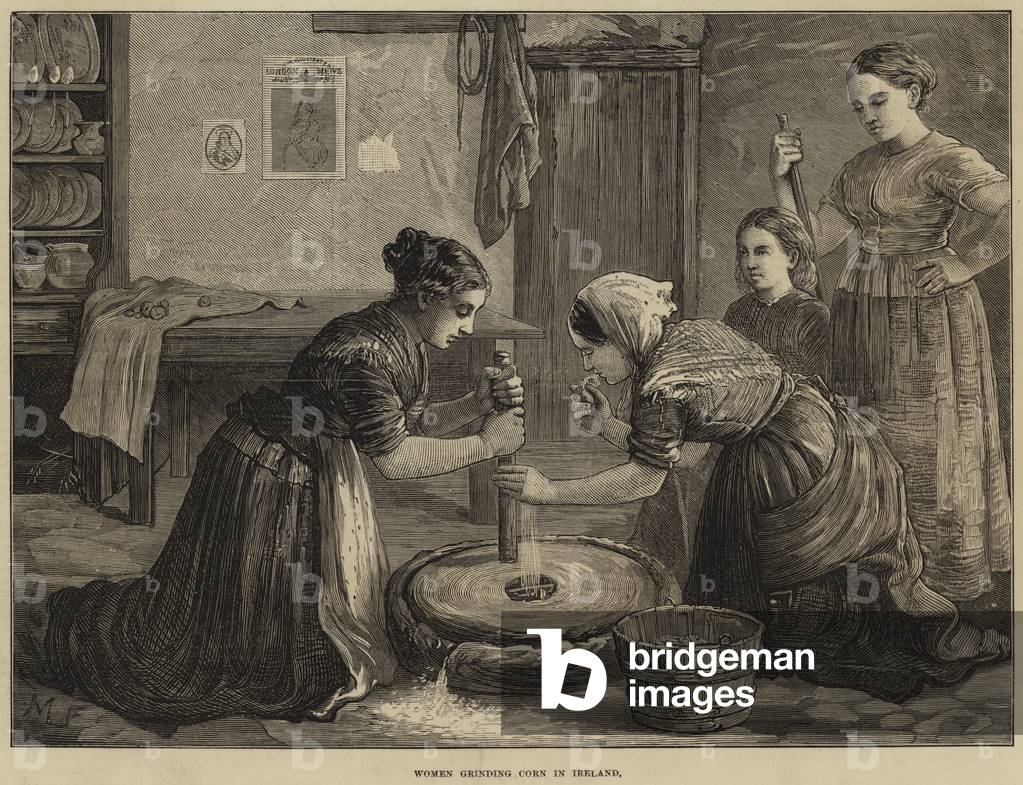 Women grinding Corn in Ireland (engraving)