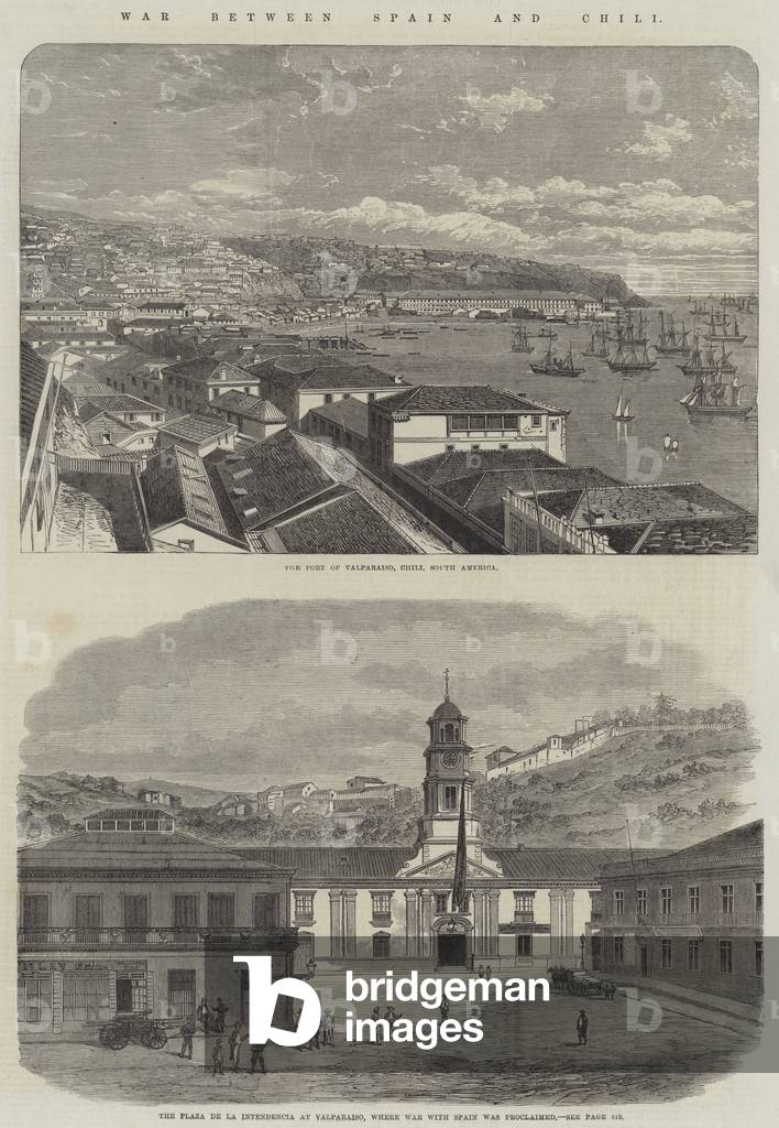 War between Spain and Chili (engraving)