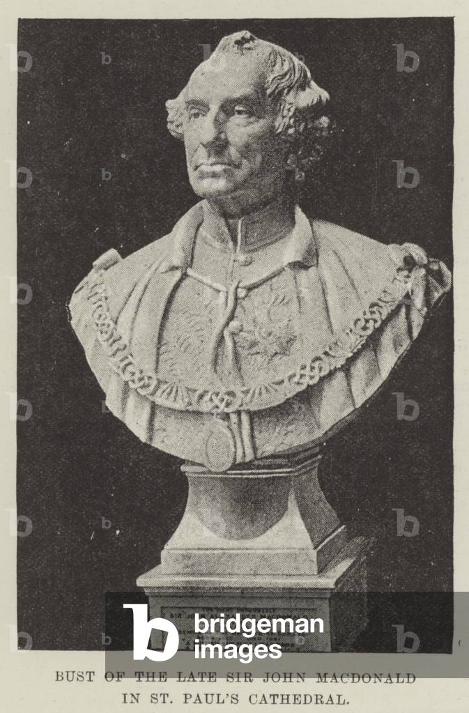 Bust of the late Sir John Macdonald in St Paul's Cathedral (engraving)