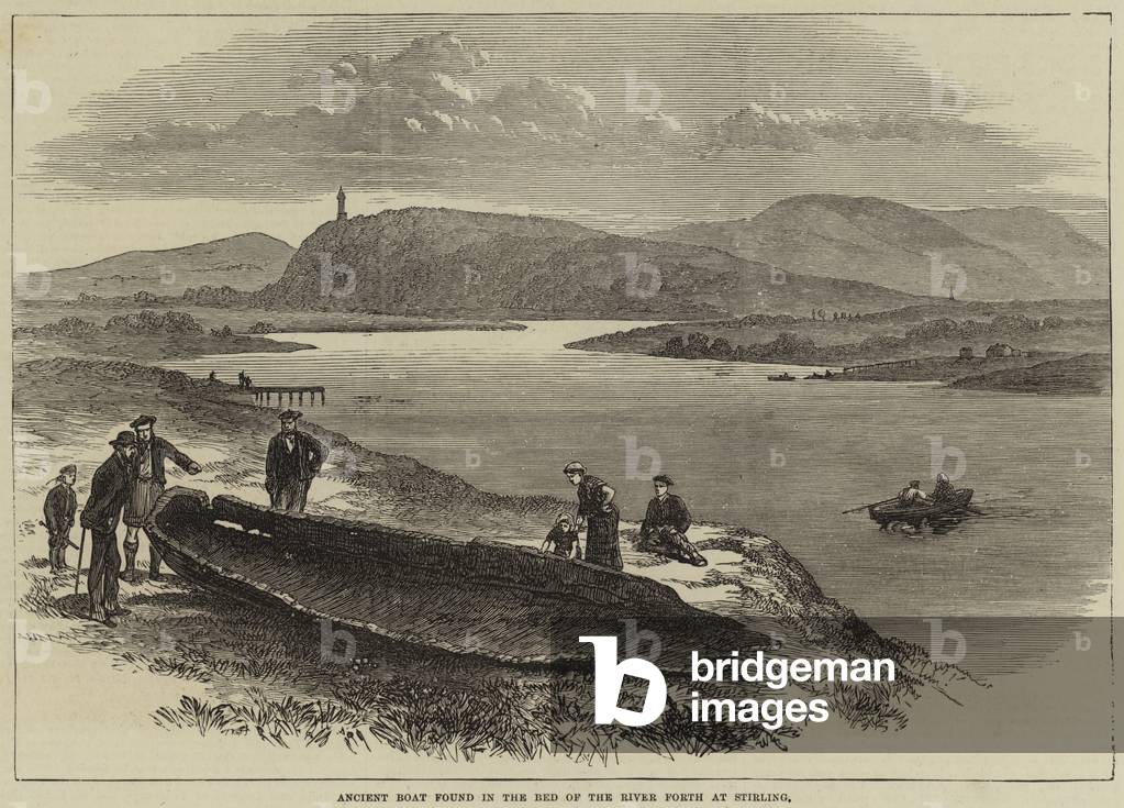 Ancient Boat found in the Bed of the River Forth at Stirling (engraving)