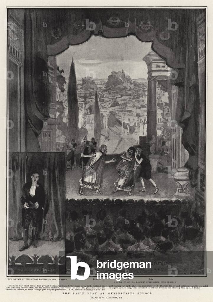The Latin Play at Westminster School (litho)