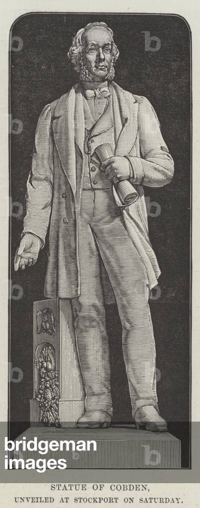 Statue of Cobden, unveiled at Stockport on Saturday (engraving)