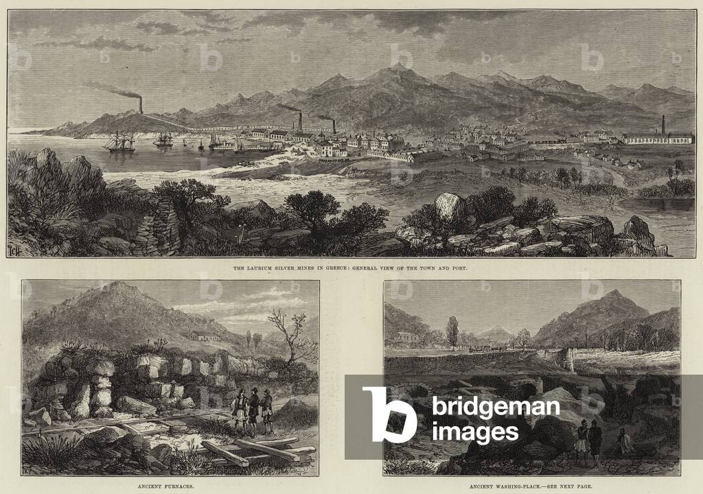 The Laurium Silver Mines in Greece (engraving)