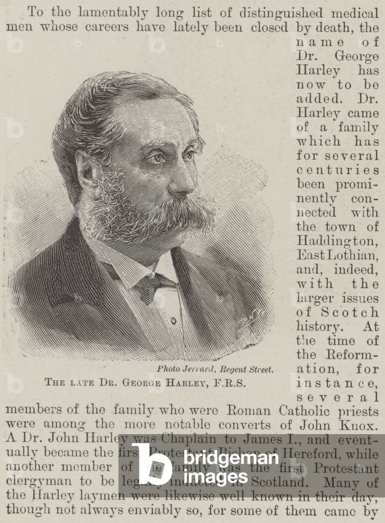 The late Dr George Harley, FRS (engraving)