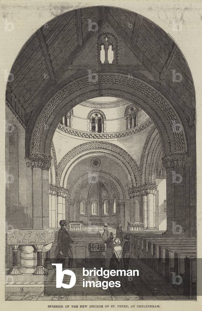 Interior of the New Church of St Peter, at Cheltenham (engraving)